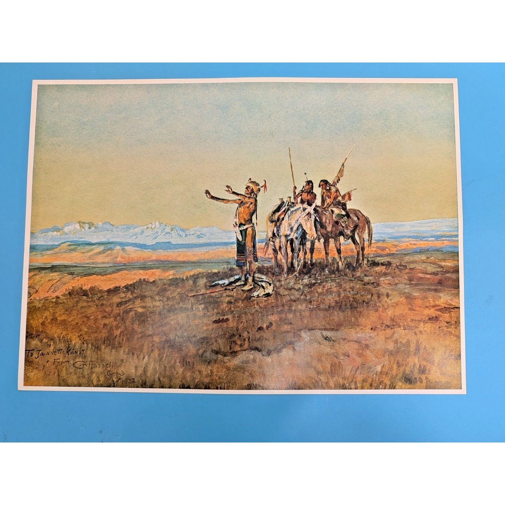 Charles M Russell Print Invocation to the Sun  - Union 76 -  cropped to 16 x 12"